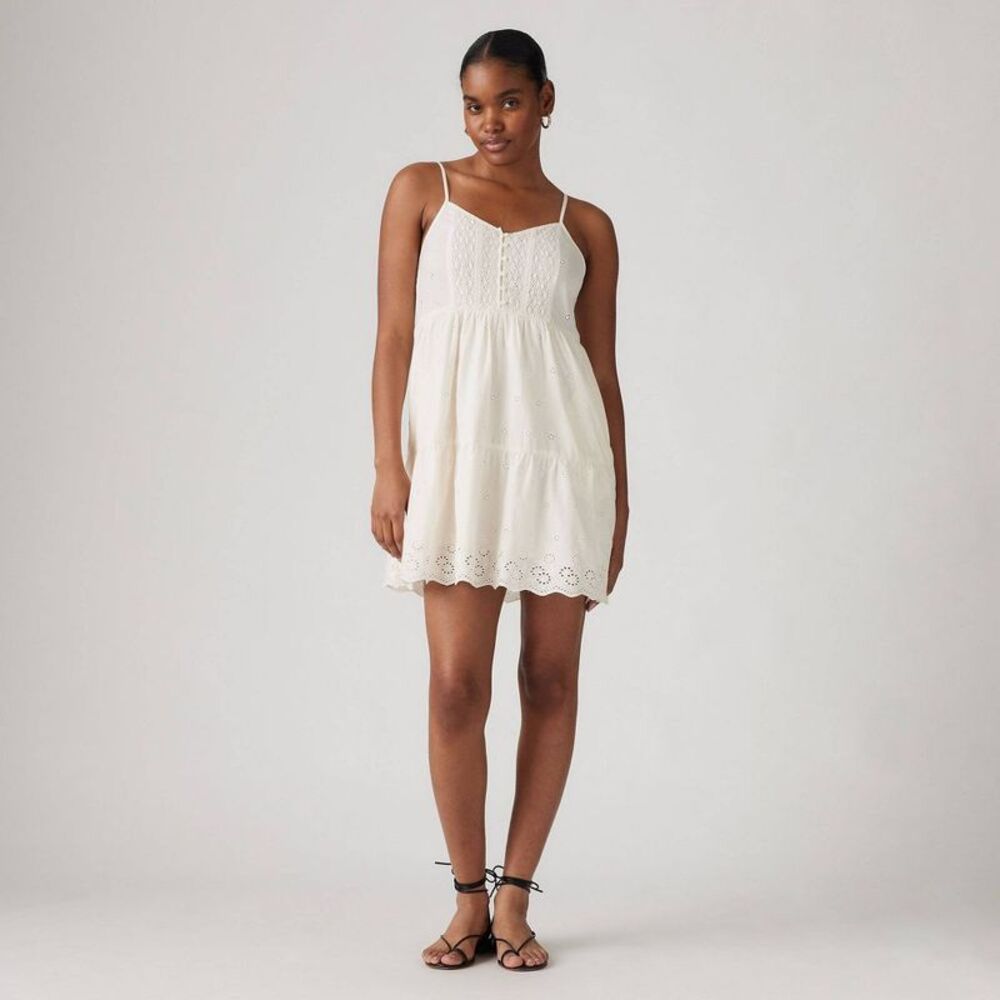 Levi's Cream Strapless Eyelet Mini Dress